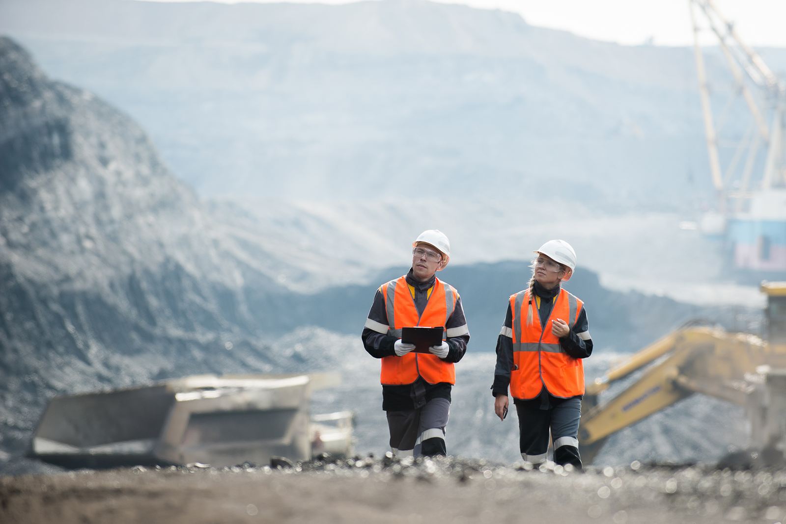 Field team in industrial environment